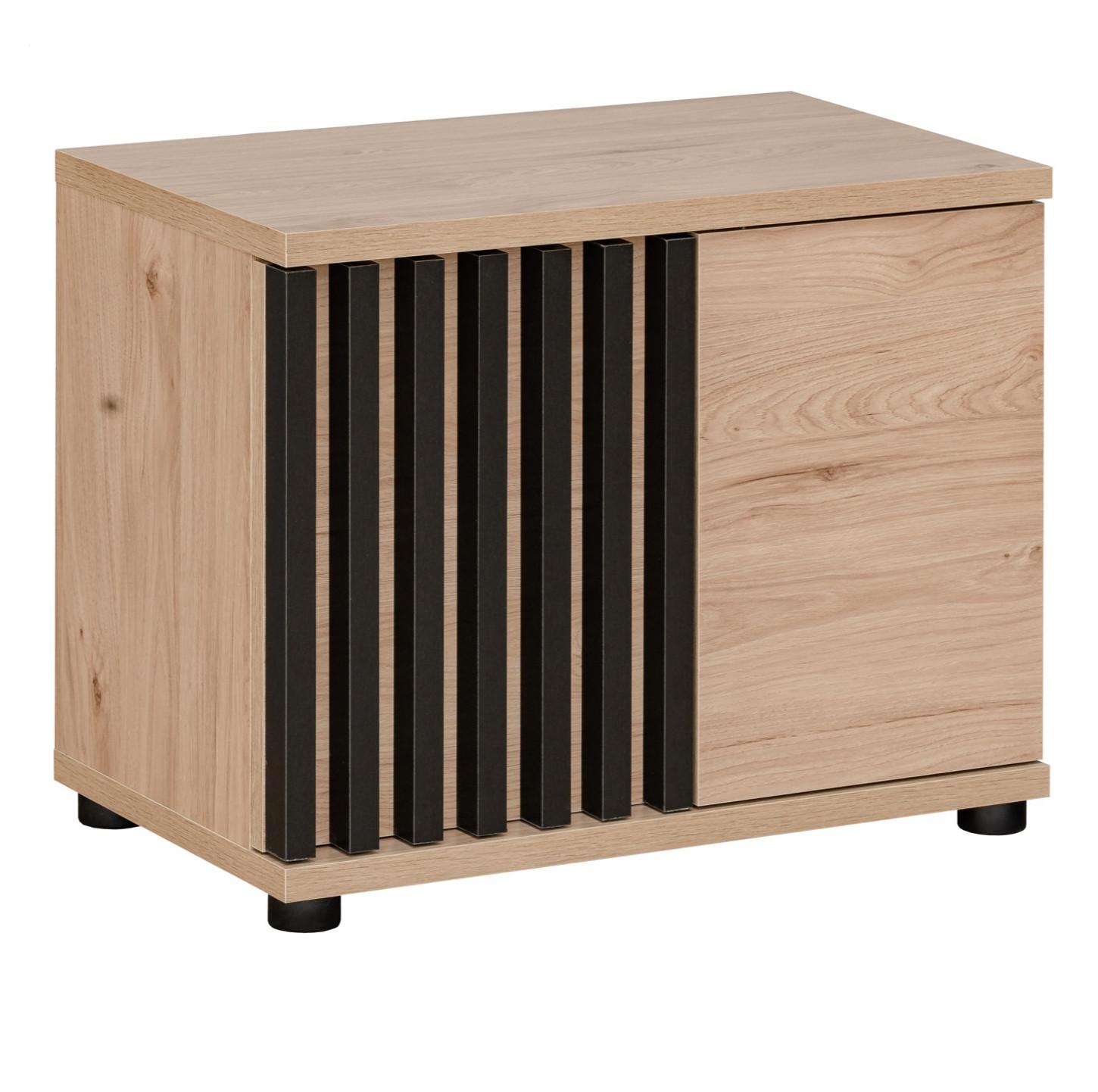 GARDEROBENBANK Eiche Jackson 60 cm, Sitzbank mit Stauraum - Eichefarben/Schwarz, Holzwerkstoff/Kunststoff (60/46/35cm) - Furn.Design