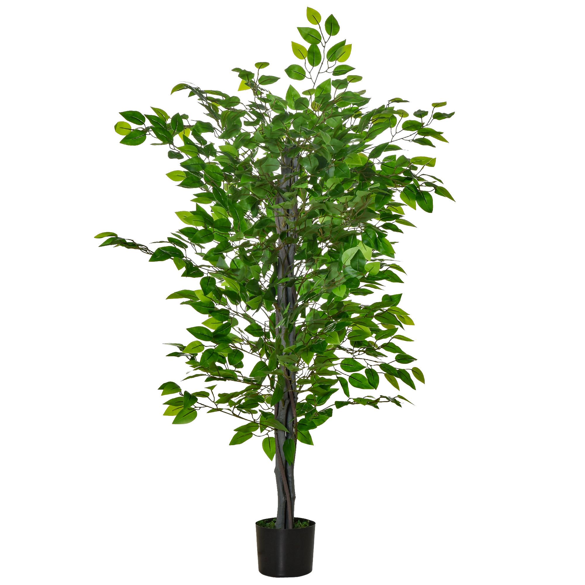 KÜNSTLICHER Ficusbaum groß 135 cm Kunstpflanze, Künstliche Pflanzen im Topf - Grün, Kunststoff (135cm) - HOMCOM