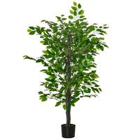 KÜNSTLICHER Ficusbaum groß 135 cm Kunstpflanze, Künstliche Pflanzen im Topf - Grün, Kunststoff (135cm) - HOMCOM