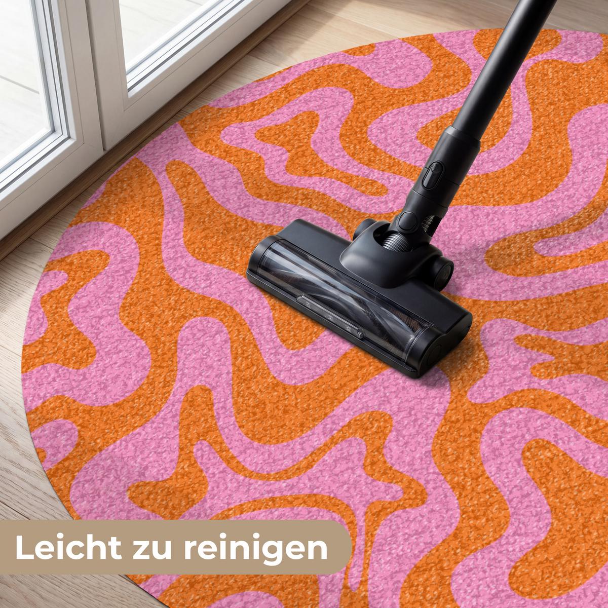 FUSSMATTE Muster - Rosa - Orange - Abstrakt - Modern Türmatte 120x120 cm - Pink, Kunststoff (120/0.4cm) - MuchoWow