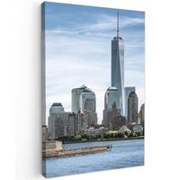 LEINWANDBILD New York - Freiheitsstatue - Wasser Deko XXL 80x120 cm - Hellblau, Textil (80/120cm) - MuchoWow