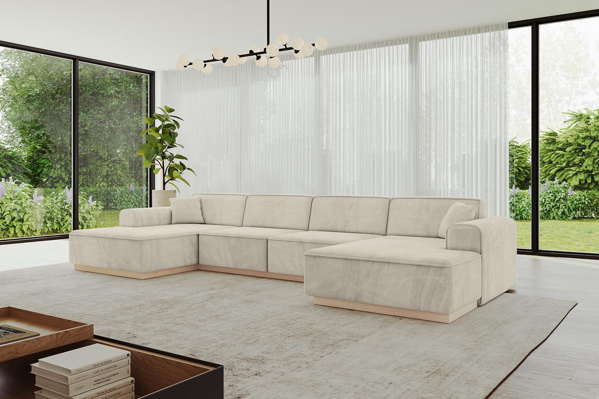 WOHNLANDSCHAFT IREA-U2 - 388x171x83 cm Dunkelgrau - Ecru, Holzwerkstoff/Textil (388/83/171cm) - ALTDECOR
