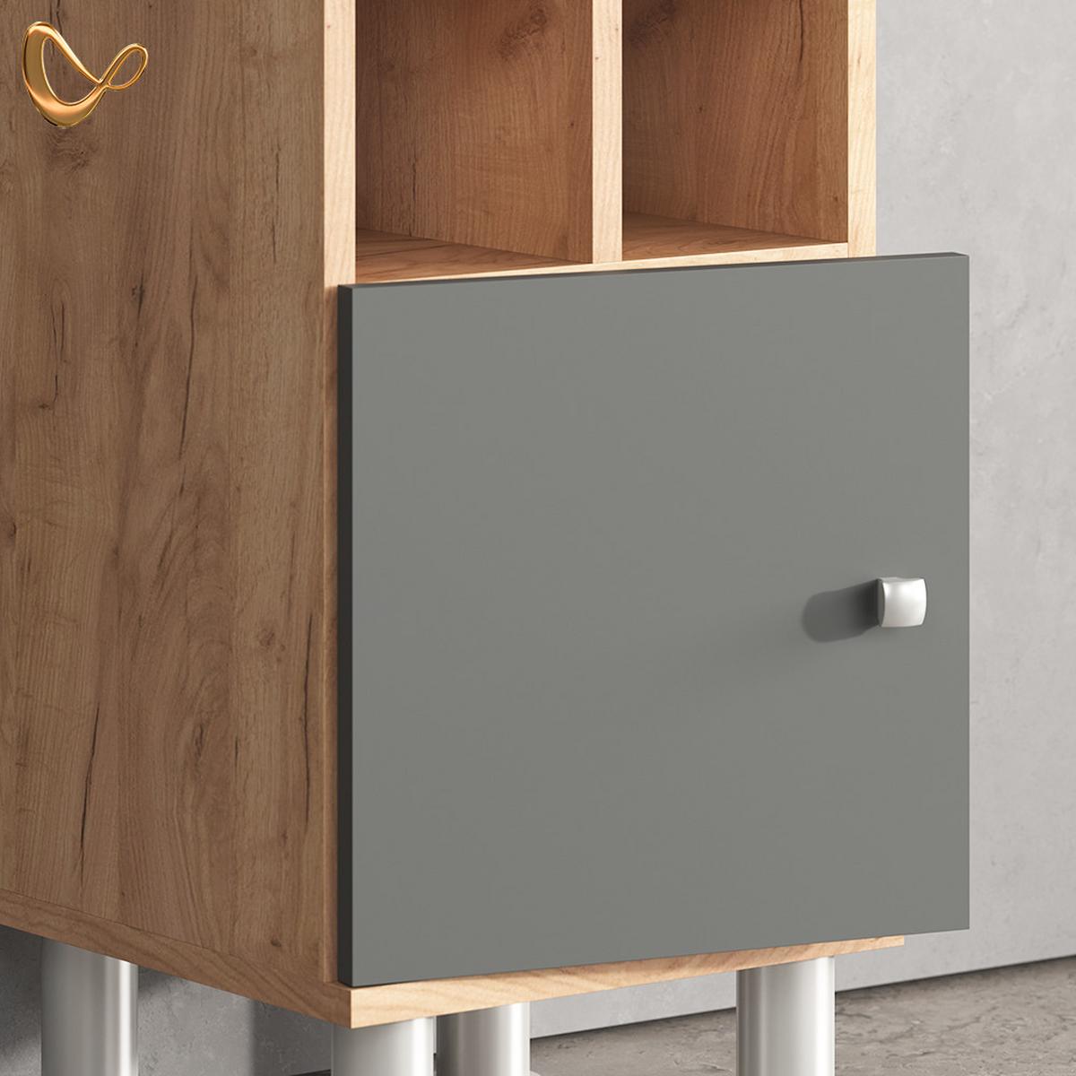 MIDISCHRANK Fucino Anthrazit 30 x 130.6 cm kleine Tür - Anthrazit, Holzwerkstoff (30/130.6/30cm) - Livinity®