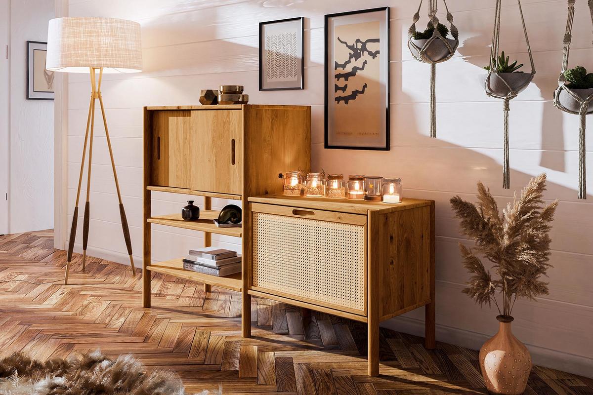 REGAL INA Wildeiche - Dunkelbraun, Holz (148/106/46cm) - byoak