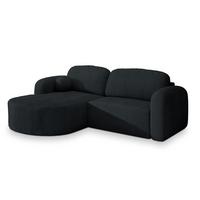 ECKSOFA AMILIA P L-S Schwarz Kordstoff mit Schlaffunktion - Schwarz, Holz (263/174cm) - MASSENO