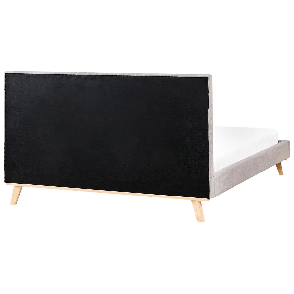 BETT mit Lattenrost 160/200 cm Hellgrau Talence - Hellgrau/Braun, Textil (160/200cm) - Beliani
