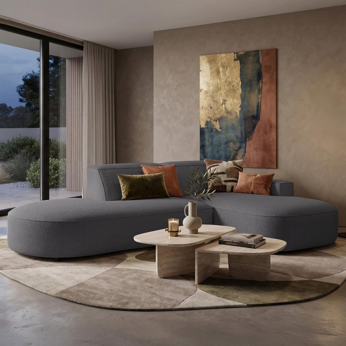 ECKSOFA Sallmo L-Form, 3-Sitzer, rechts 276 cm - Dunkelgrau/Schwarz, Kunststoff/Textil (276/166cm) - Selsey
