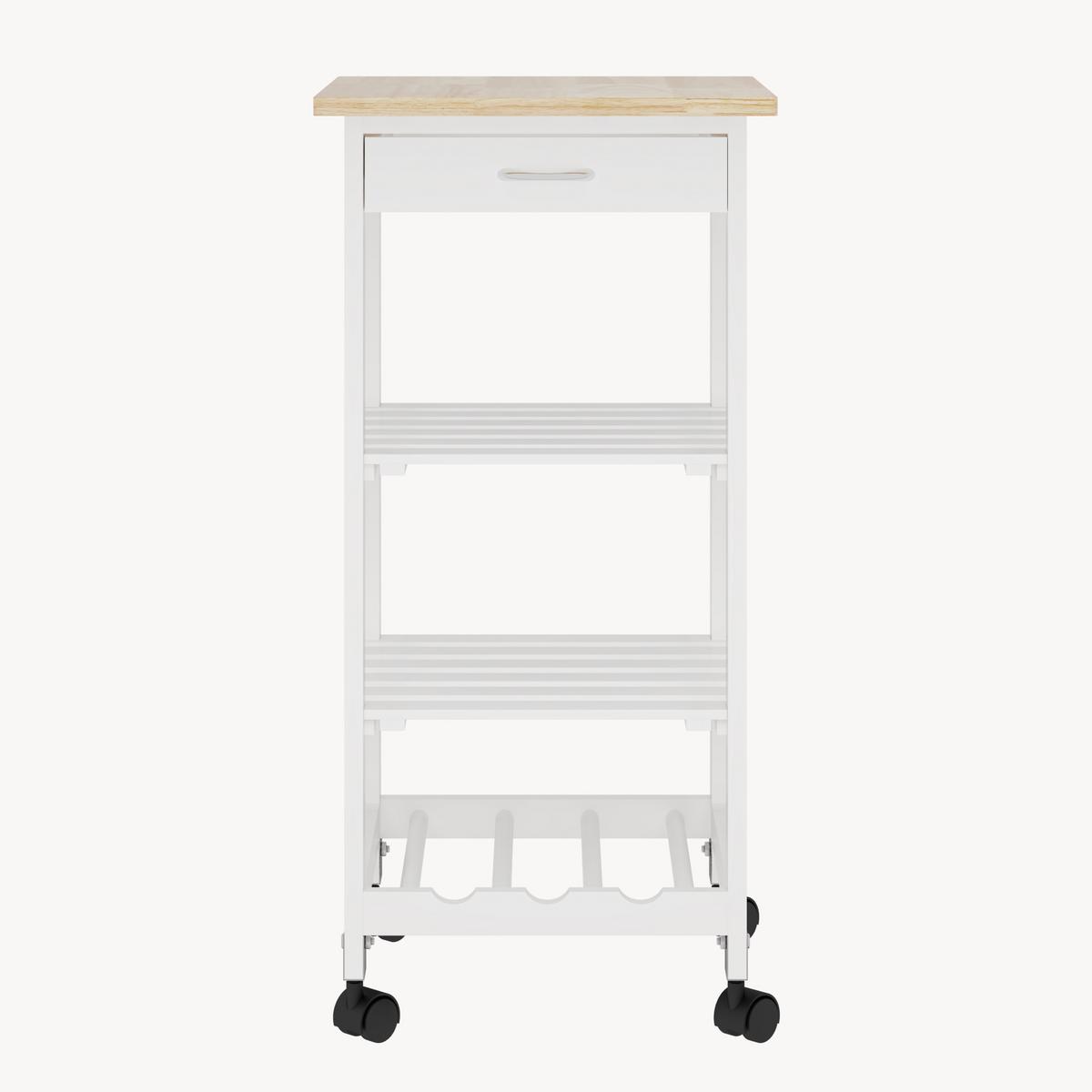 SERVIERWAGEN Biel - Weiß, Holzwerkstoff (37/76/37cm) - [en.casa]
