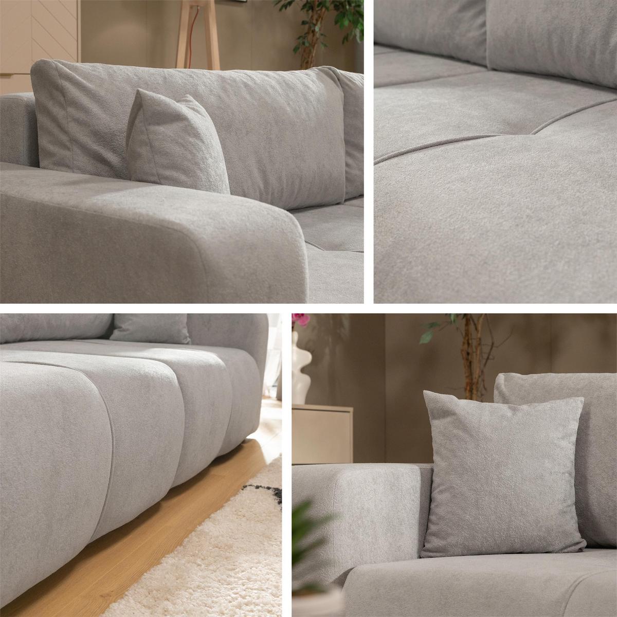 SCHLAFSOFA Furyn Boucle - Dunkelgrau/Schwarz, Holzwerkstoff/Kunststoff (248/82/92cm) - MIRJAN24