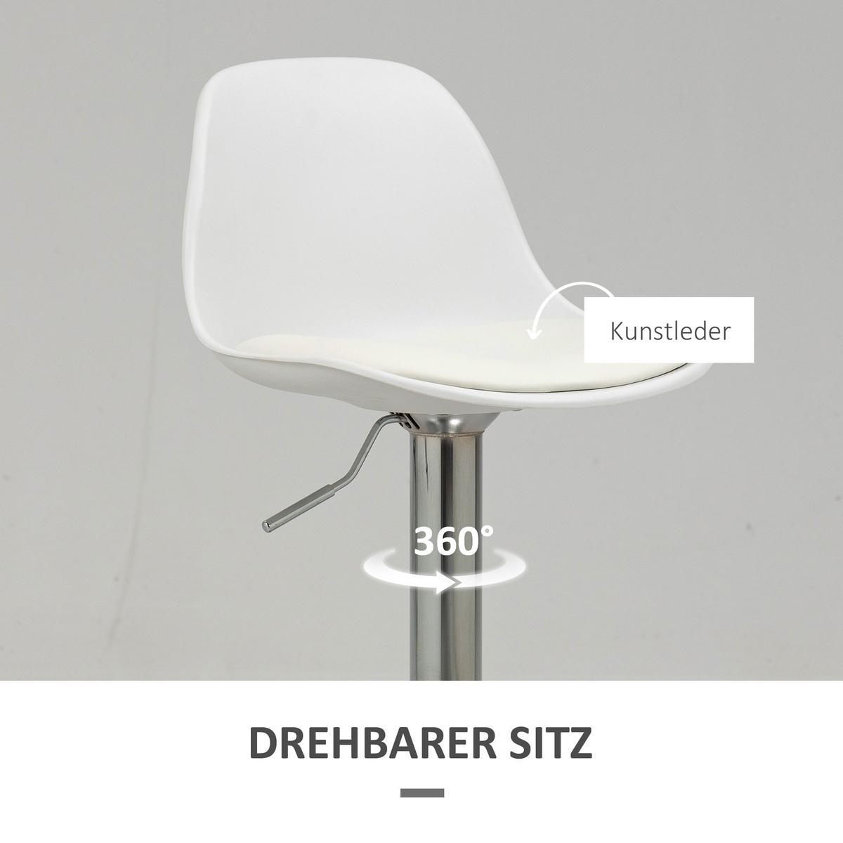 BARHOCKER 2er-Set mit modernem Design bis 120 kg(Ein Stuhl) Barstühle Weiß - Weiß, Kunststoff (42/104/41cm) - HOMCOM