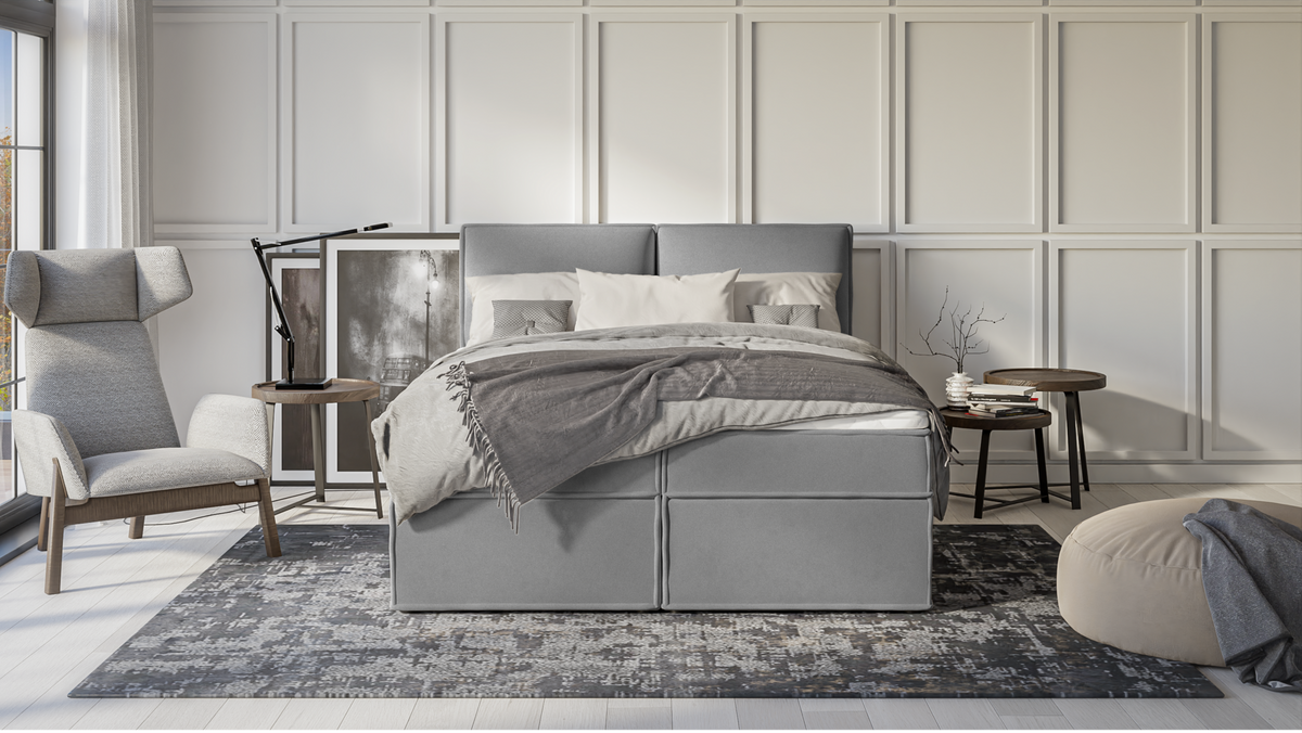 BOXBETT Eclipse 160/200 cm Grau Luxusmicrofaser - Schwarz/Grau, Holz/Kunststoff (160/200cm) - S-Style Möbel