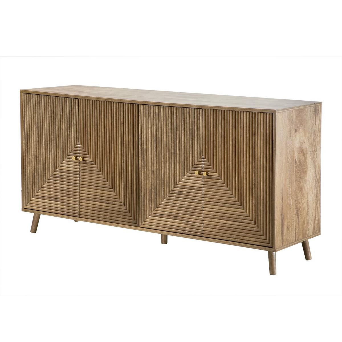 BUFFET mit 4 Türen, laminierten Fronten 39/75/156,5 cm - Eschefarben, Holzwerkstoff (39/75/45cm) - Calicosy