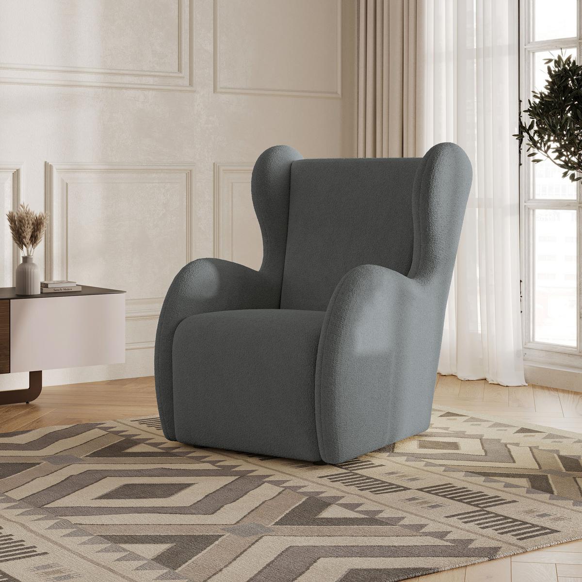 SESSEL MASTI Polstersessel Loungesessel ergonomisch, Grau - Grau, Holzwerkstoff/Kunststoff (74/100/86cm) - MASSENO