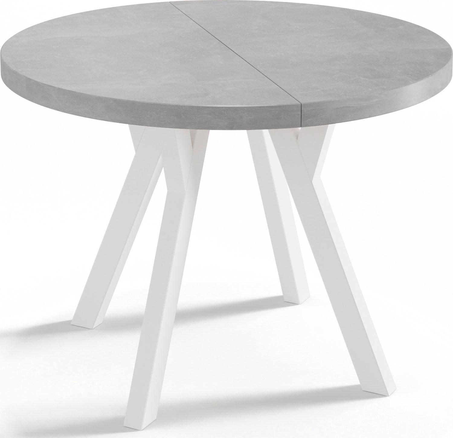 ESSTISCH Twixy runder ausziehbarer, Grauer Beton 100-200/100/76 cm - Hellgrau/Weiß, Holz/Holzwerkstoff (100/200/76cm) - WFL GROUP