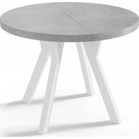 ESSTISCH Twixy runder ausziehbarer, Grauer Beton 100-200/100/76 cm - Hellgrau/Weiß, Holz/Holzwerkstoff (100/200/76cm) - WFL GROUP