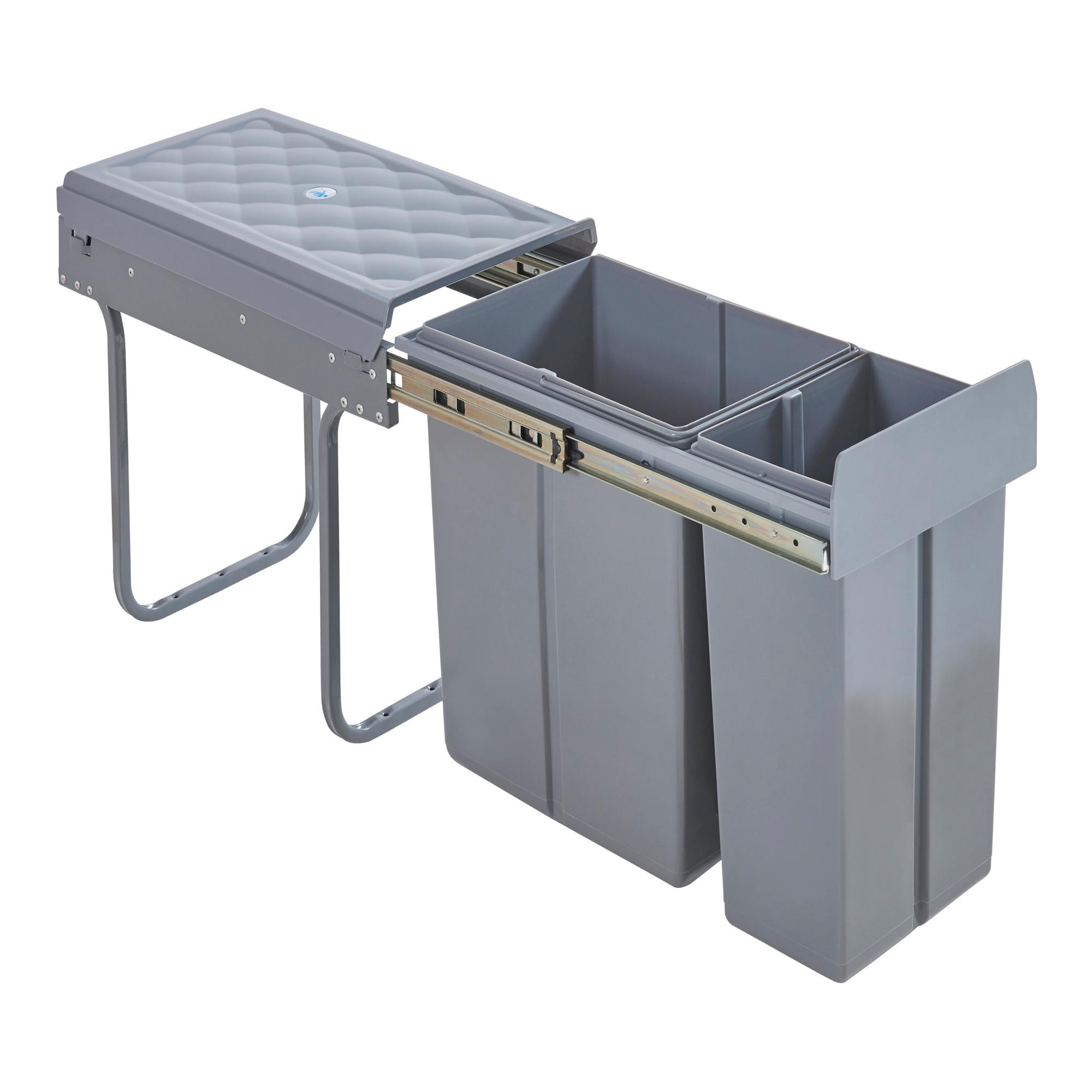 EINBAU-MÜLLEIMER Froland - Grau, Kunststoff/Metall (48/42/26cm) - [en.casa]