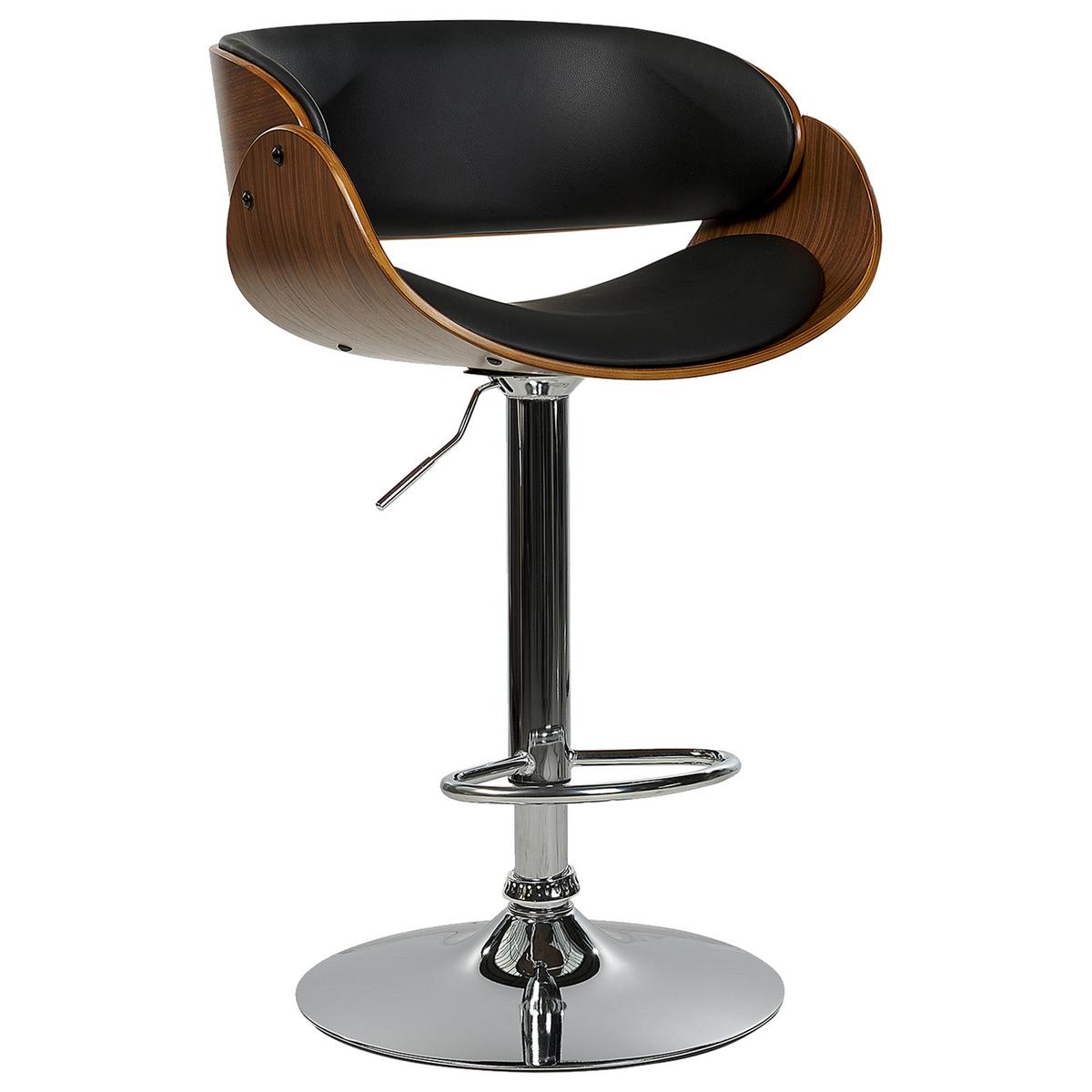 BARSTUHL 2er-Set Kunstleder drehbar SchwarzBaku - Schwarz, Kunststoff (53/85/45cm) - Beliani