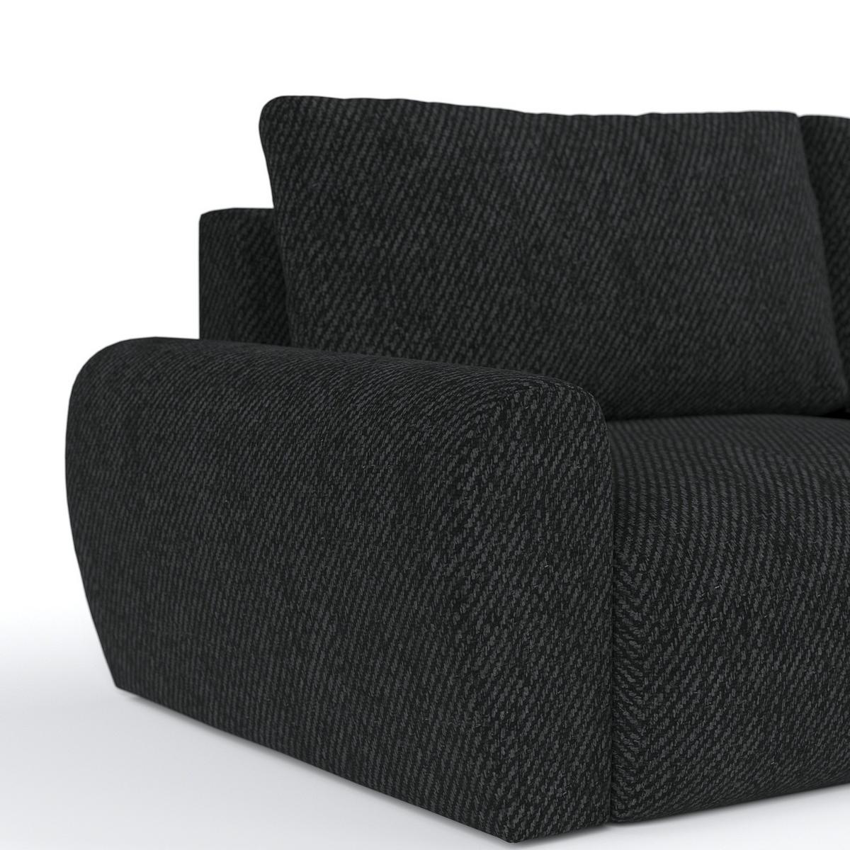 ECKSOFA OMARI mit Schlaffunktion Schwarz im Neve Stoff - Schwarz, Holz/Holzwerkstoff (253/153cm) - AltaBeds