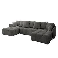 WOHNLANDSCHAFT LONLI-U 355x189x68 Dunkelgrau Velours - Anthrazit, Holzwerkstoff/Kunststoff (355/68/189cm) - ALTDECOR