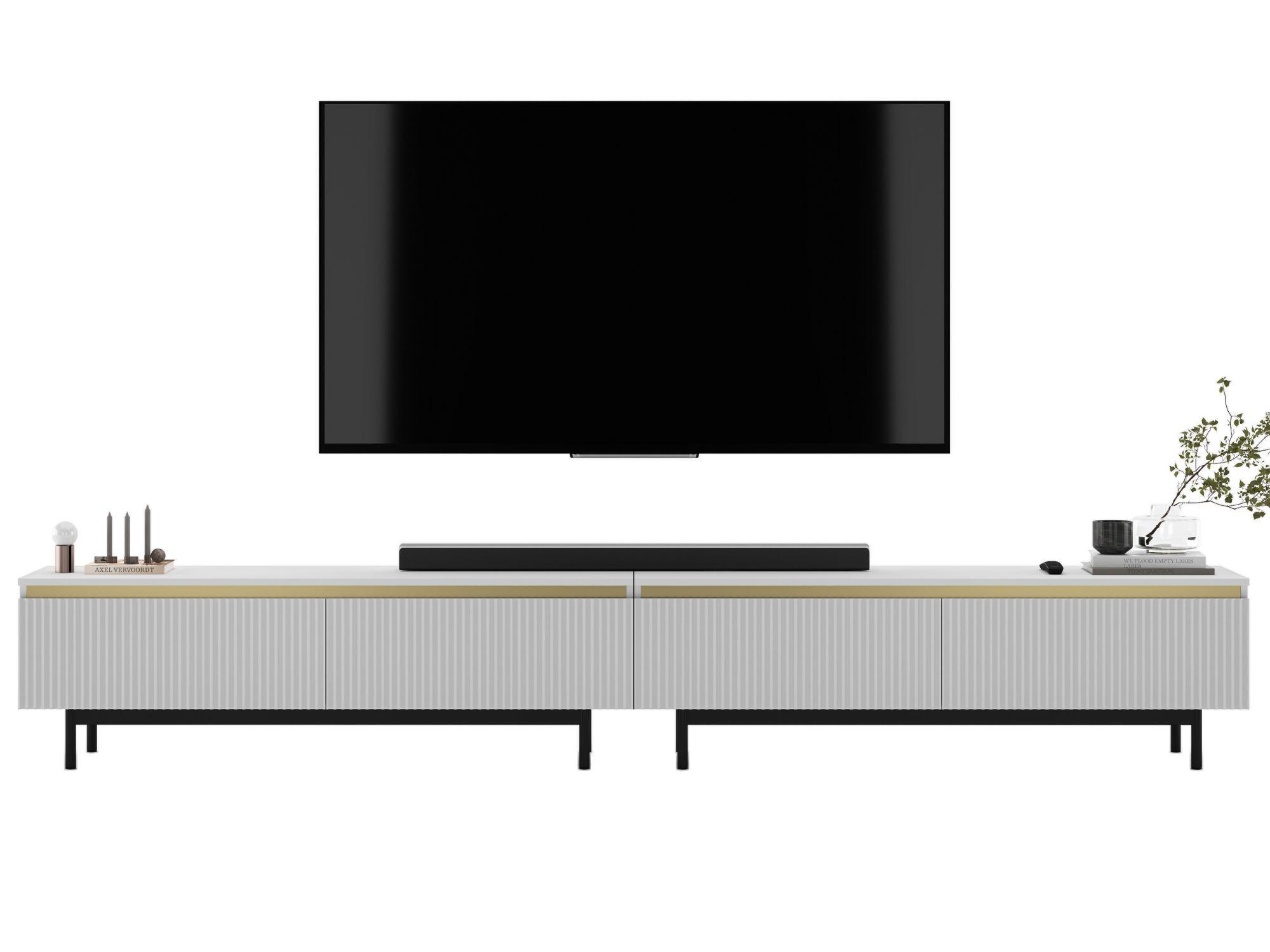 TV-LOWBOARD 2er-Set Selene Weiß matt 280 cm mit Metallrahmen - Schwarz/Weiß, Holzwerkstoff/Metall (280/44/35cm) - Meble Lindner