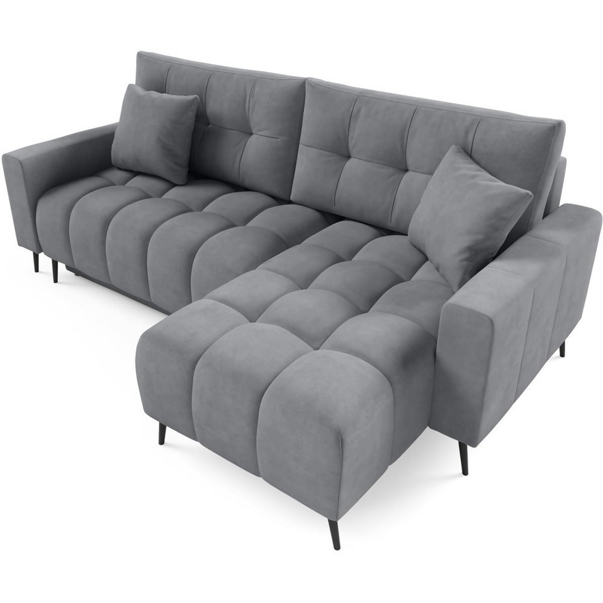 ECKSCHLAFSOFA Denver im Veloursstoff, Hellgrau - Hellgrau/Schwarz, Textil (232/148cm) - Beautysofa