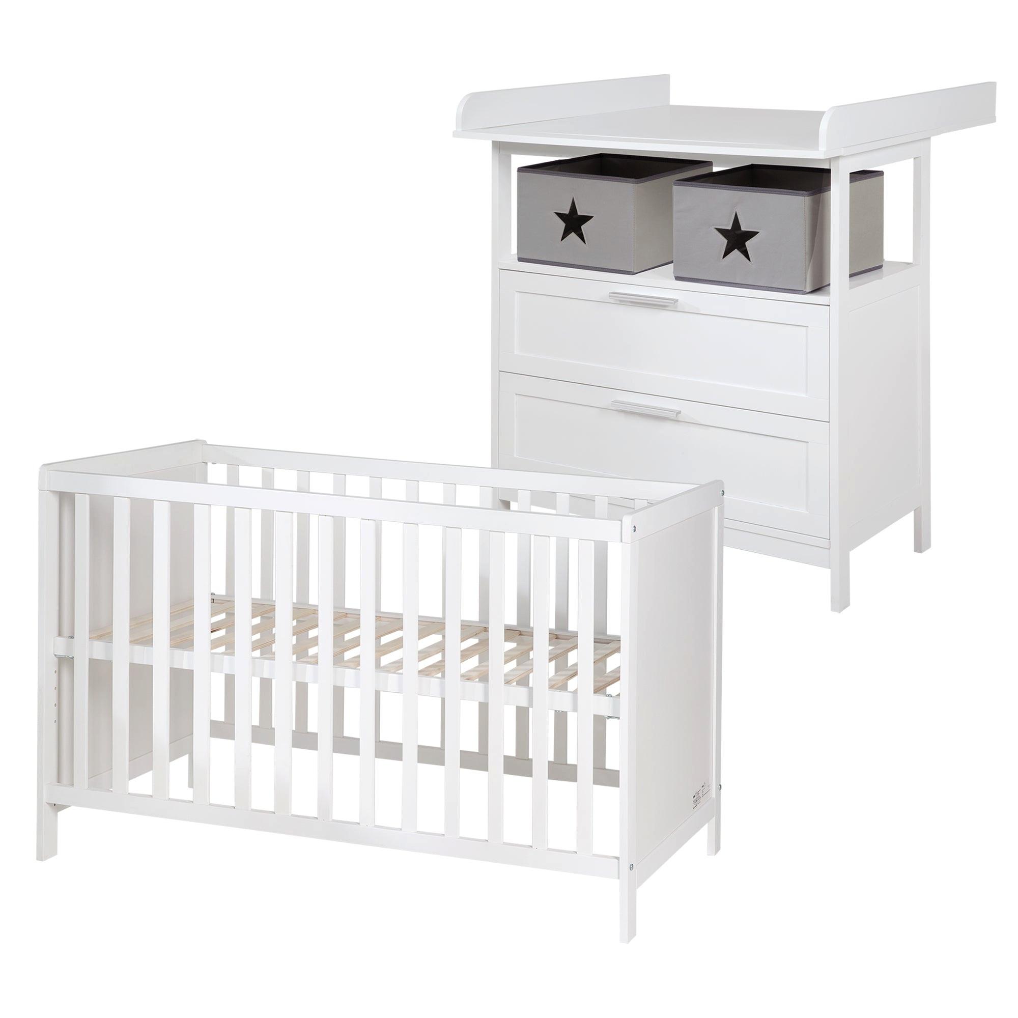 BABYZIMMER-SET Hamburg mit Schubladen 2-teilig - Weiß, Holzwerkstoff (66/76/123cm) - Roba