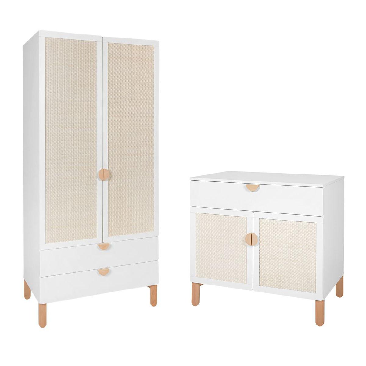 BABYZIMMER 2-teilig Laurie Weiß und Holz - Weiß, Holzwerkstoff (90/90/50cm) - Petits-meubles