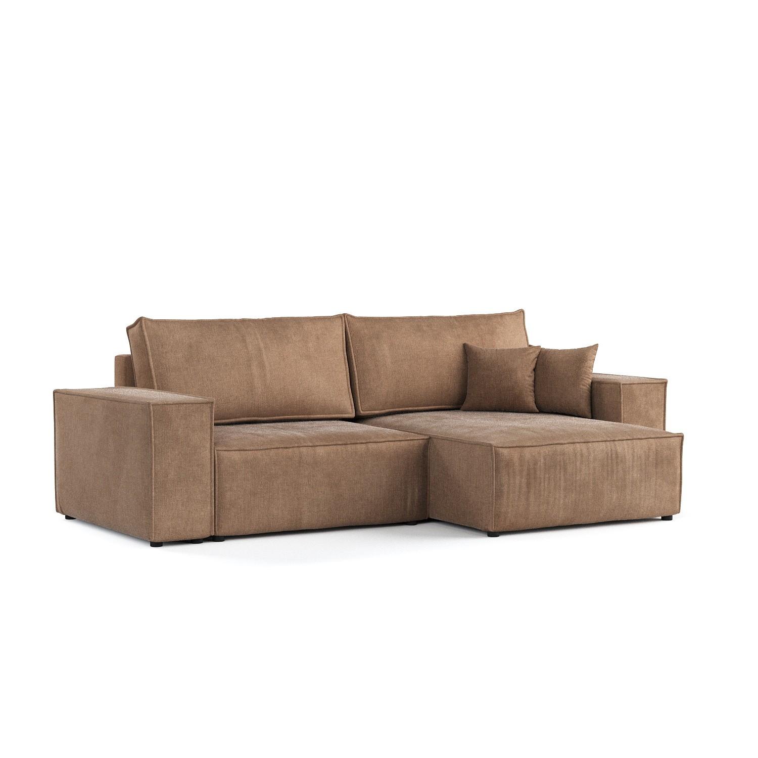 ECKSOFA CAVO mit Schlaffunktion Braun im Wind Stoff - Schwarz/Braun, Holz/Holzwerkstoff (255/148cm) - AltaBeds