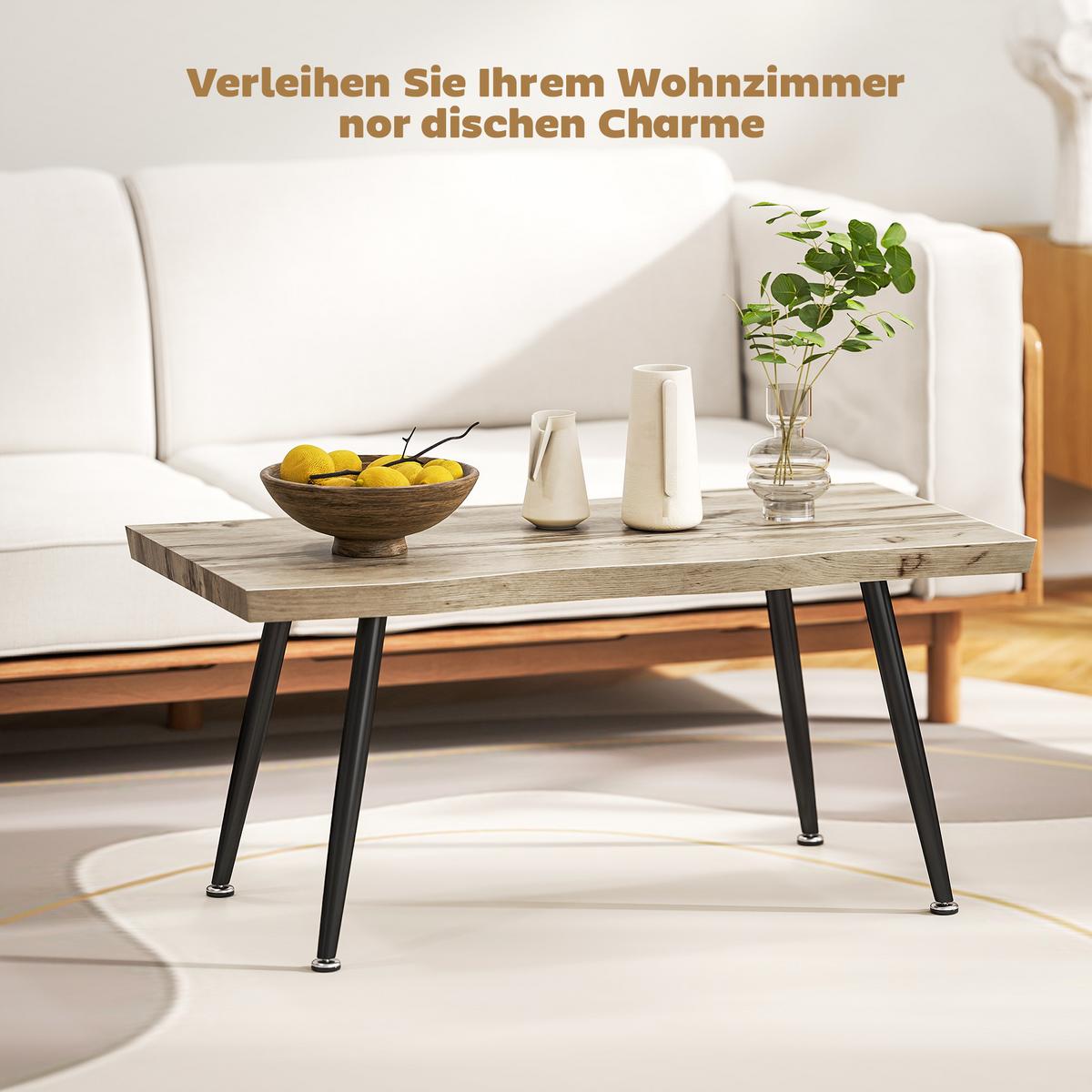 COUCHTISCH aus MDF Stahl Eiche - Eichefarben/Schwarz, Holzwerkstoff/Metall (100/50/45cm) - HOMCOM
