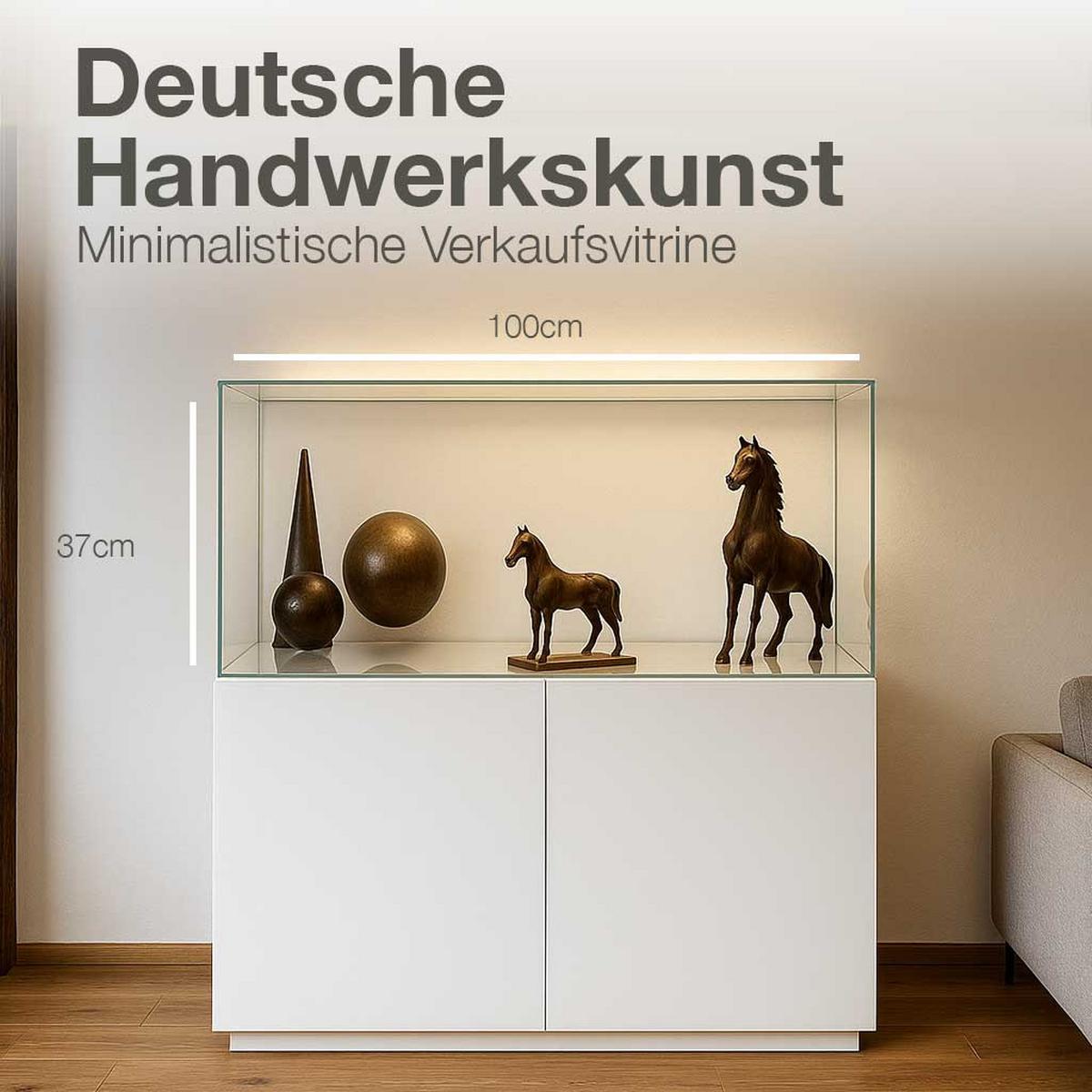 KUNSTVITRINE 36/100/37 cm mit Schiebetür & Schloss - Transparent, Glas (100/37/36cm) - K-Möbel
