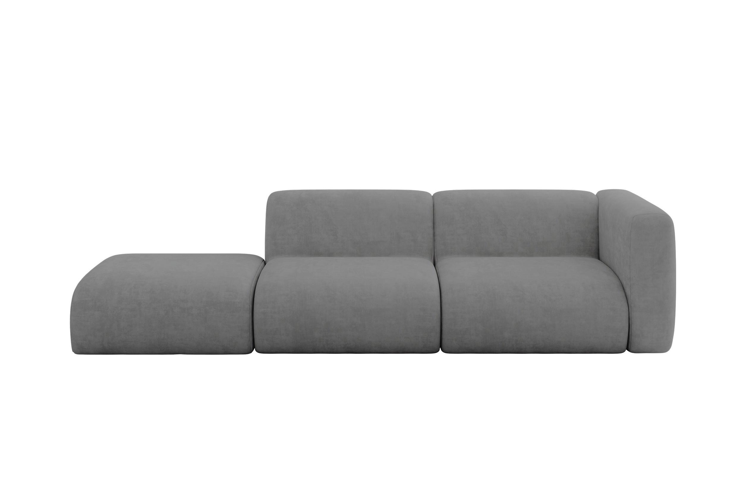 SOFA Ottomane Rechts MIRA-S3 296x89x70 Grau Velours - Schieferfarben/Schwarz, Holzwerkstoff/Kunststoff (296/70/89cm) - ALTDECOR