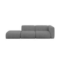 SOFA Ottomane Rechts MIRA-S3 296x89x70 Grau Velours - Schieferfarben/Schwarz, Holzwerkstoff/Kunststoff (296/70/89cm) - ALTDECOR