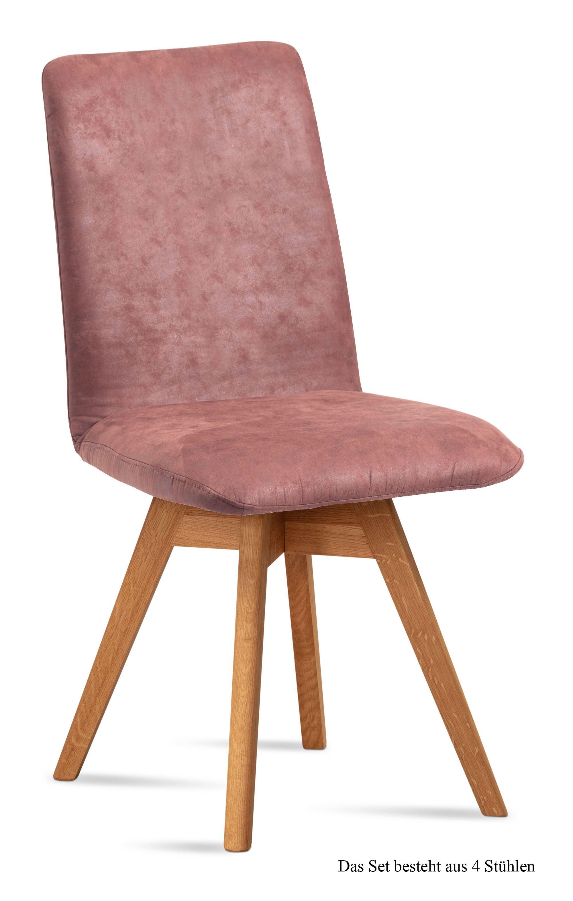 ESSZIMMERSTUHL drehbar (4er-Set) Donni 47x92x60 Eiche geölt/Rosewood - Eichefarben/Dunkelrosa, Kunststoff (60/92/47cm) - 58aufmkessel