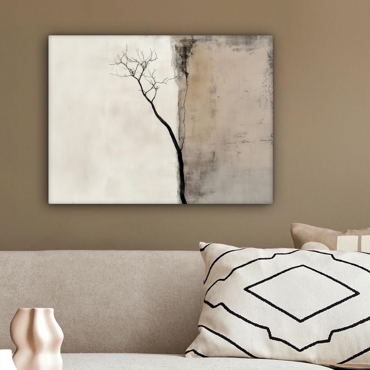 LEINWANDBILD Wabi sabi - Pflanze - Beige Wandbild 40x30 cm - Taupe, Textil (40/30cm) - MuchoWow