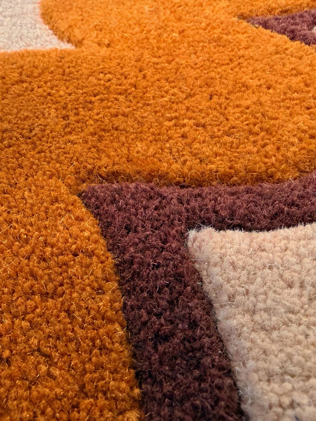 TEPPICHLÄUFER handgetuftet WAVENEY, Zickzack-Wellenbordüre, Orange, 80 x 230 cm - Orange, Textil (80/230cm) - KADIMA DESIGN