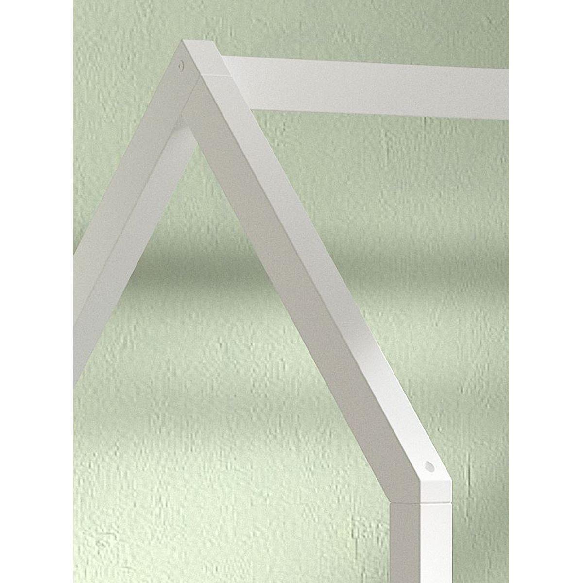 HAUSBETT Kandace 90x200 Kiefer massiv weiß mit Dachaufbau - Weiß, Holz (90/200cm) - 58aufmkessel