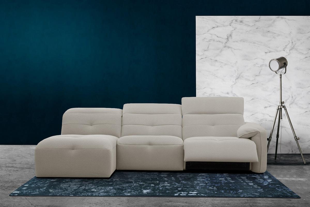 ECKSOFA TRENTO 4-Sitzer mit 1 Relaxfunktion, beige - Beige/Schwarz, Holzwerkstoff/Kunststoff (165/262cm) - Wozimo