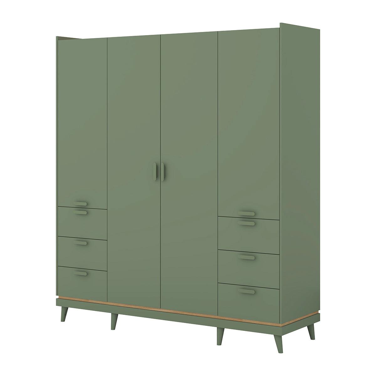 KLEIDERSCHRANK 4 Türen Sandy Grün - Grün, Holzwerkstoff (190/214.5/57.4cm) - Petits-meubles