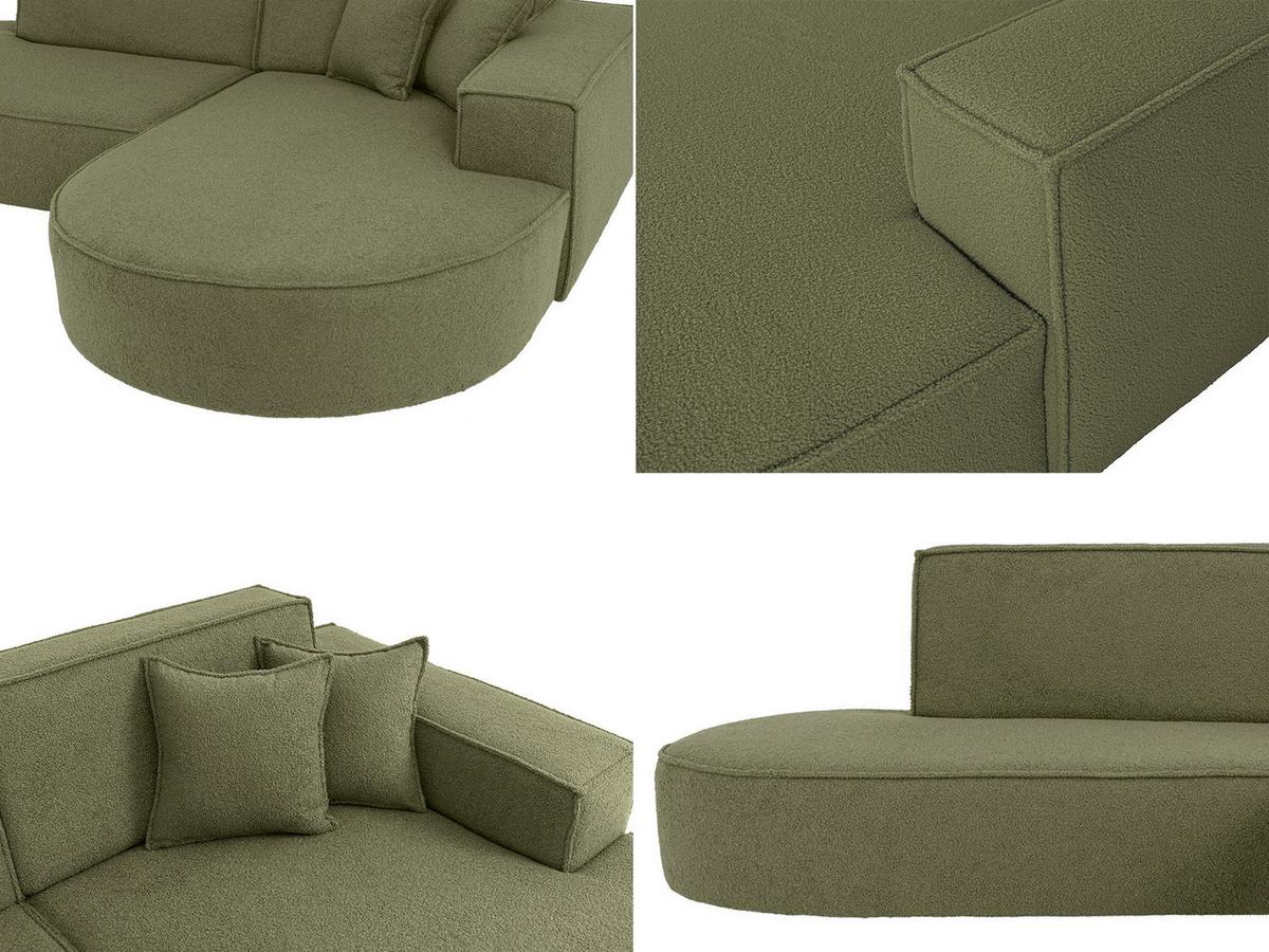 ECKSOFA Hana L-Form 3-Sitzer Ecke Rechts, Boucle, Grün 241/73/168 cm - Schwarz/Grün, Textil/Metall (168/241cm) - WFL GROUP