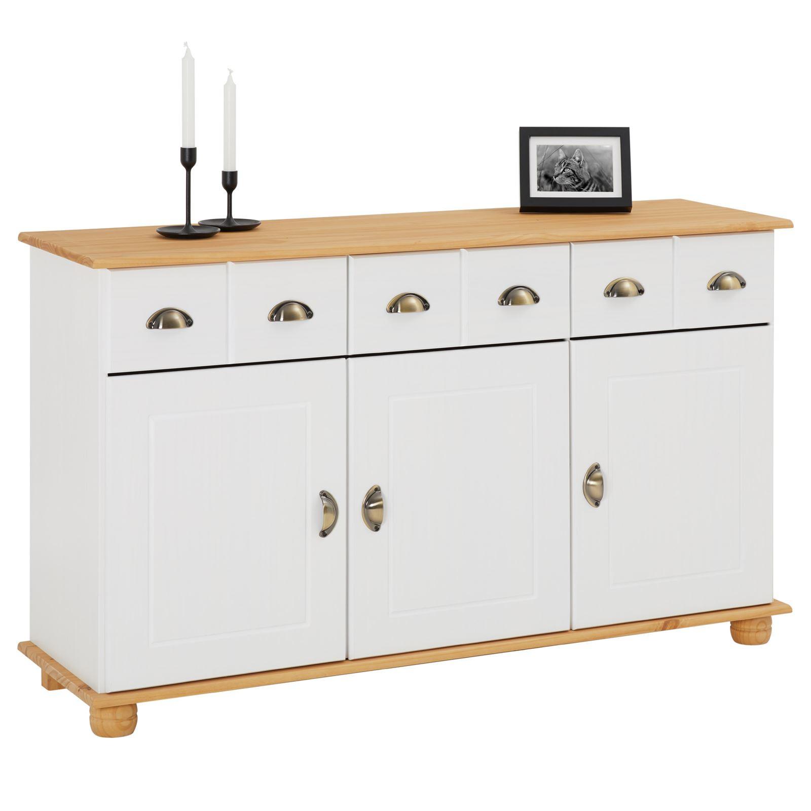 APOTHEKERKOMMODE COLMAR weiß/braun - Weiß/Braun, Holz (134/80/39cm) - IDIMEX