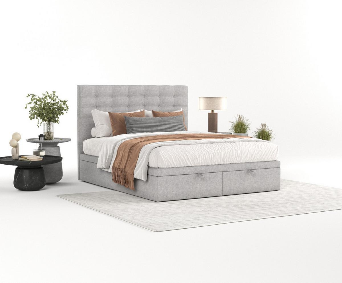 POLSTERBETT Callo mit Stauraum 180/200 cm Grau im Megan Stoff - Schwarz/Grau, Holz/Holzwerkstoff (180/200cm) - AltaBeds