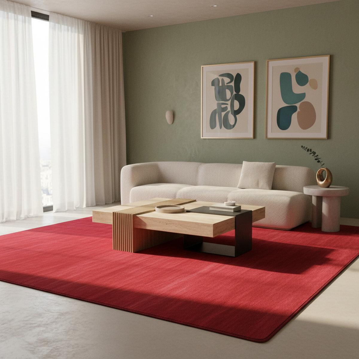TEPPICH Kurzflor Waschbar LECH in Rot, einfarbig, 140 x 200 cm - Rot, Textil (200/140cm) - KADIMA DESIGN
