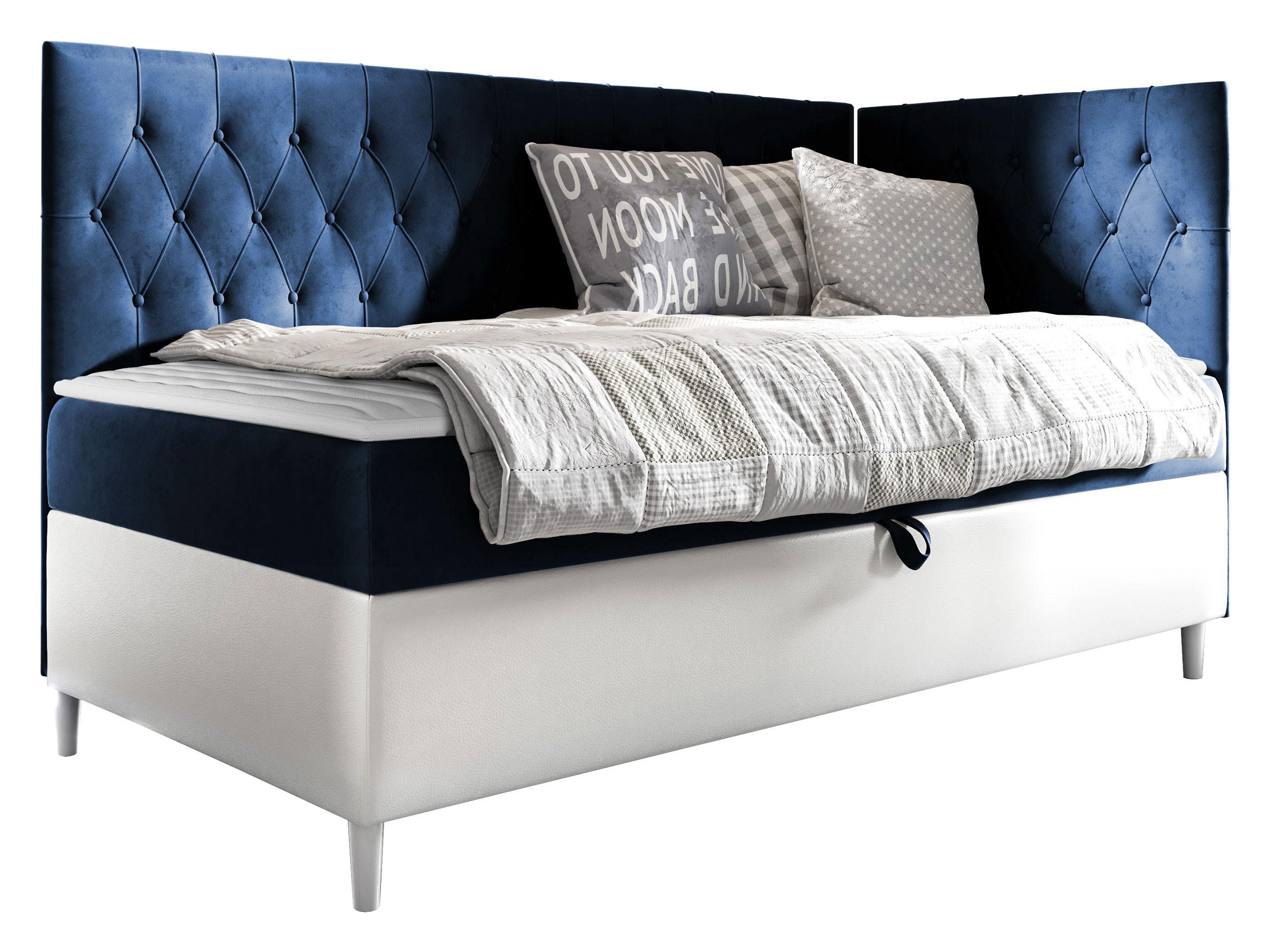 BOXBETT Filip Junior 3, Seite zum Öffnen des Bettkastens: Rechts - H3 - Blau/Weiß, Holz (100/200cm) - MIRJAN24