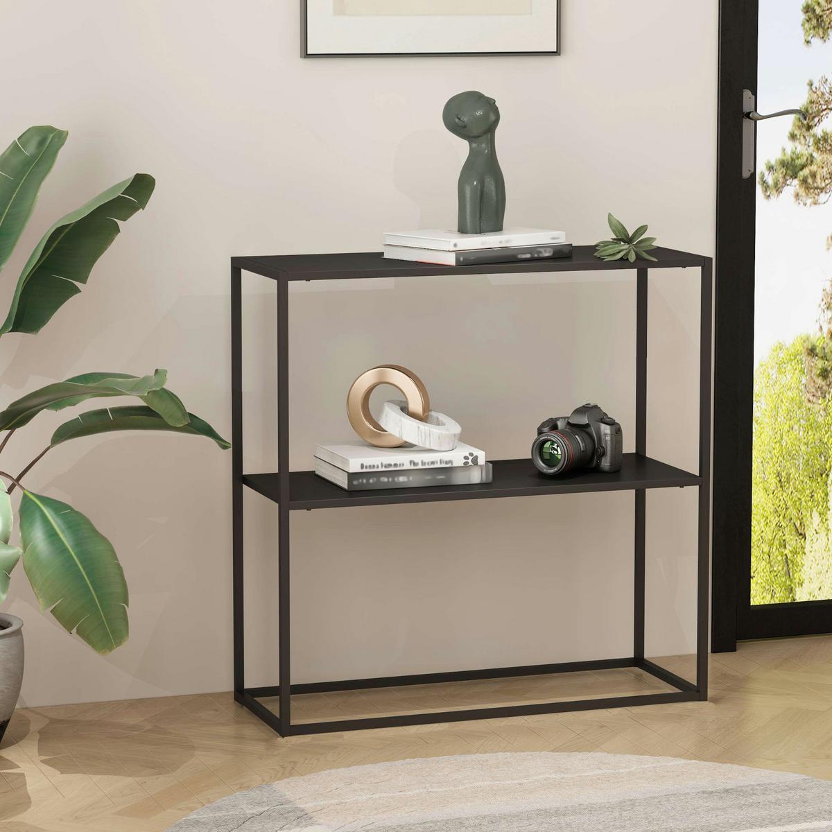 KONSOLENTISCH Strömstad - Schwarz, Metall (26/80/80cm) - [en.casa]