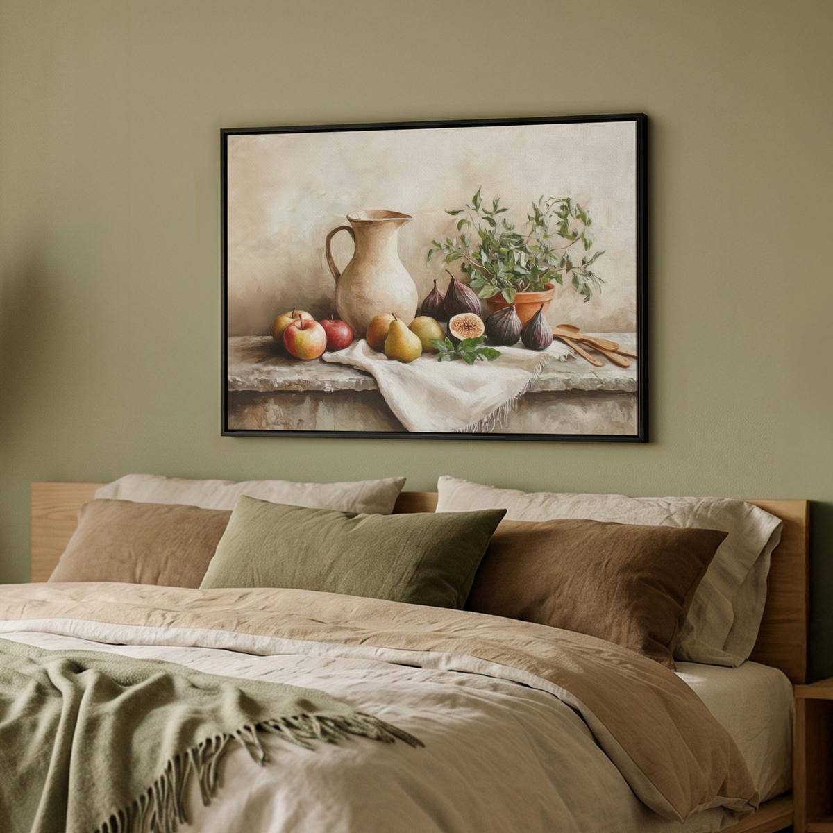 LEINWAND Bilder mit Rahmen - Obst - Kräuter - Ländlich - 80x60 - Naturfarben, Textil (80/60cm) - MuchoWow