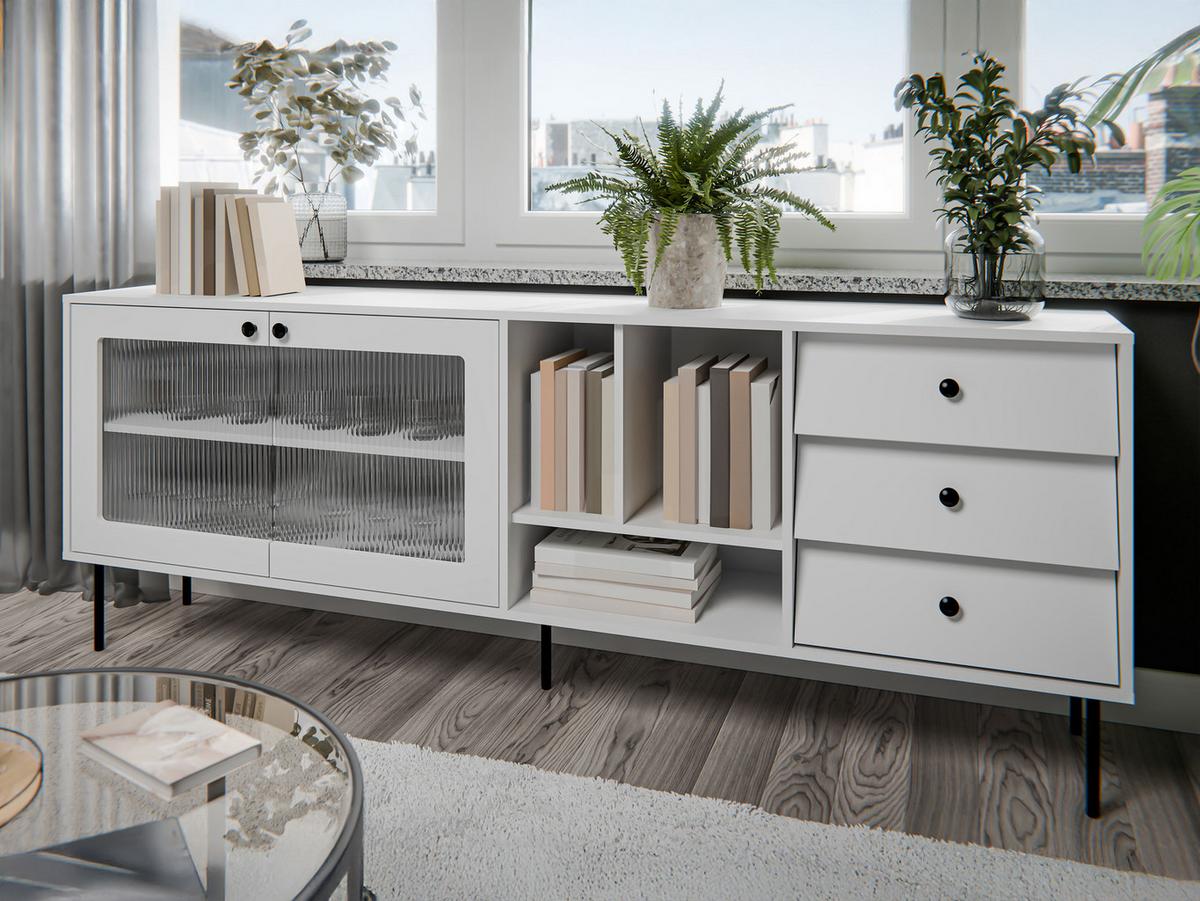 SIDEBOARD Valerio 200 - Schwarz/Weiß, Holzwerkstoff/Kunststoff (200/75/39cm) - MIRJAN24