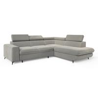 ECKSOFA VELISS Hellgrau Veloursstoff mit Schlaffunktion - Hellgrau, Holz (255/193cm) - MASSENO