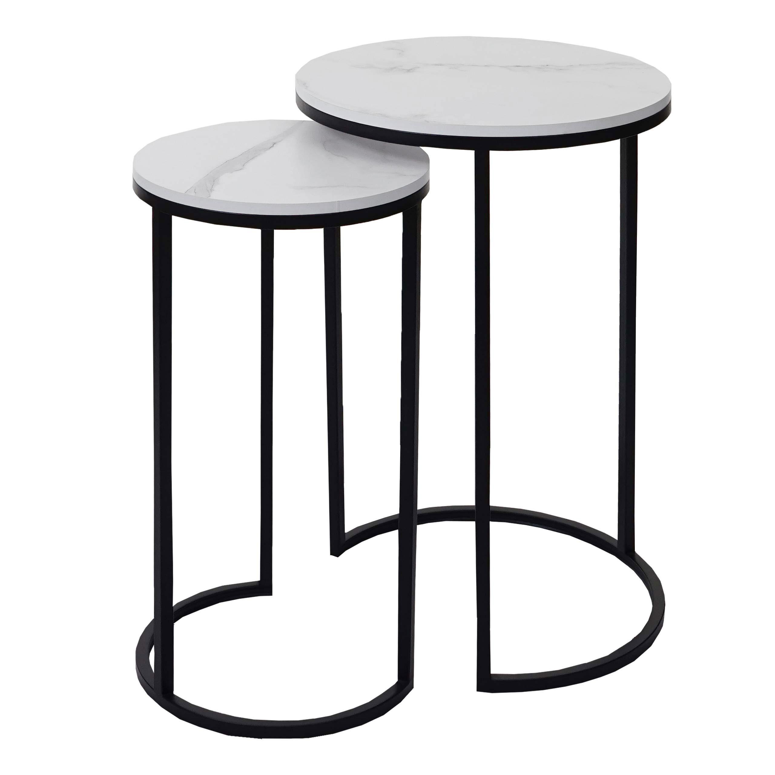 BEISTELLTISCH rund Weiß, Schwarz 2er-Set - Schwarz/Weiß, Holzwerkstoff (40/40/64cm) - MCW
