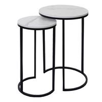 BEISTELLTISCH rund Weiß, Schwarz 2er-Set - Schwarz/Weiß, Holzwerkstoff (40/40/64cm) - MCW