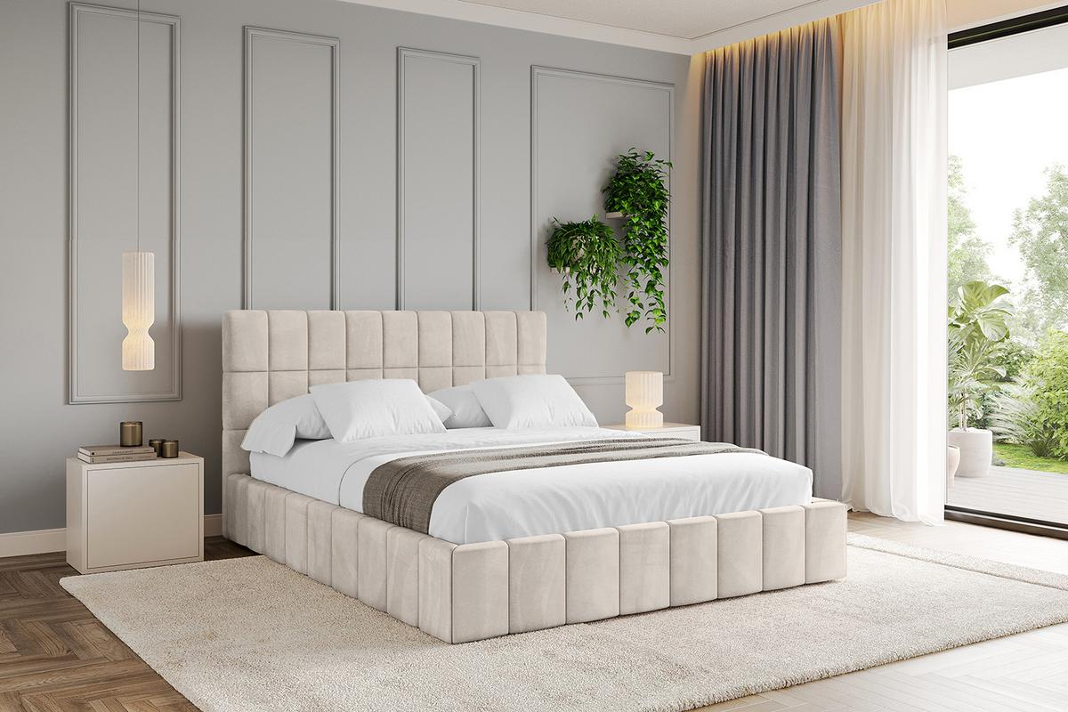 POLSTERBETT mit Bettkasten und Lattenrost, Boxbett ohne Matratze - AMEA 200x200 Beige - Beige, Holzwerkstoff/Textil (200/200cm) - ALTDECOR